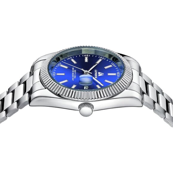 ⚡silver Blue Men Waterproof Analog Quartz Watch Men's Wrist with Date Luminous - Picture 5 of 14